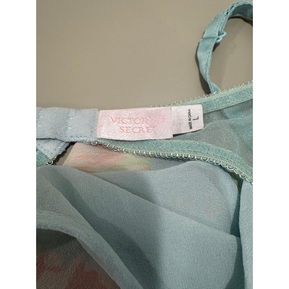 Vtg Victoria's Secret Slip Dress L Blue Silk Milkmaid Beaded Coquette Ethereal - Picture 6 of 8